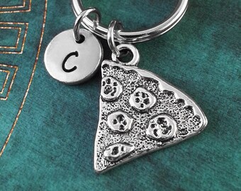 Pizza Keychain SMALL Silver Pizza Slice Keychain Personalized Keychain Food Keychain Pizza Gift Bridesmaid Keychain Slice of Pizza Keyring