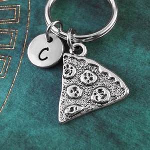 Pizza Keychain SMALL Silver Pizza Slice Keychain Personalized Keychain Food Keychain Pizza Gift Bridesmaid Keychain Slice of Pizza Keyring