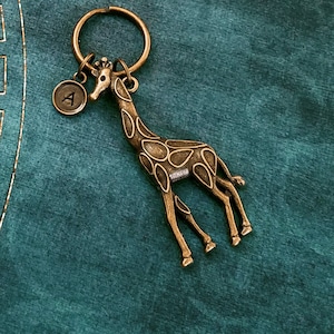 Giraffe Keychain Giraffe Keyring Safari Animal Keychain Brass Keychain Charm Keychain Personalisierte Keychain