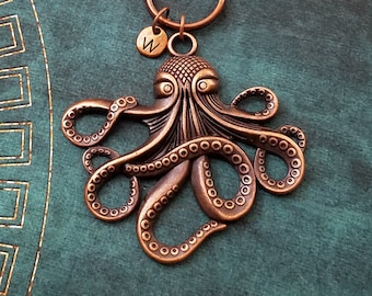 Octopus Keychain LARGE Octopus Keyring Personalized Keychain Custom Keyring Octopus Gift Bridesmaid Keychain Octopus Jewelry Kraken Keychain