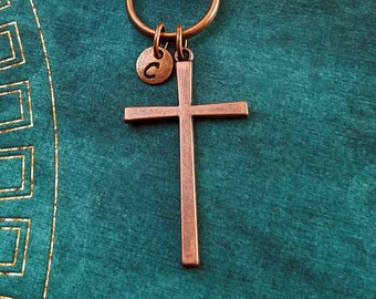 Cross Keychain VERY SMALL Cross Keyring Christian Keychain Copper Cross Charm Boyfriend Keychain Father's Day Keychain Pastor Gift Christmas