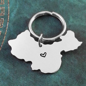 China Schlüsselanhänger China Keyring Land Schlüsselanhänger chinesische Geschenk Annahme Geschenk Langstrecken-Verhältnis personalisierte gestempelt Herzschlüsselanhänger