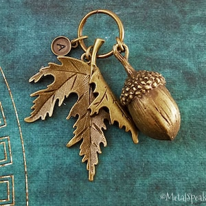Eichel Schlüsselbund Ahornblatt Schlüsselbund Bronze Eichel Schlüsselring Herbst Schlüsselbund Charme Schlüsselbund Anhänger Keychain Personalisierte Initiale
