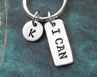 I Can Keychain SMALL I Can Keyring Fitness Keychain Weight Loss Gift Charm Keychain Personalized Keychain Inspirational Gift Graduation Gift