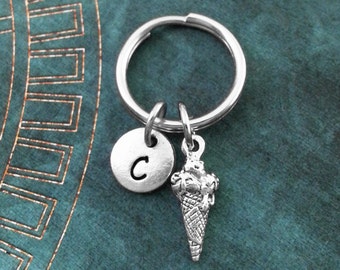 Ice Cream Cone Keychain VERY SMALL Ice Cream Keychain Personalized Keychain Food Keychain Dessert Keychain Kawaii Keychain Ice Cream Keyring