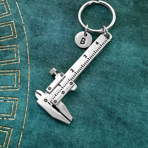 Vernier Caliper Keychain Caliper Keyring Ruler Keychain Personalized Keychain Initial Keychain Ruler Keyring Charm Keychain Pendant Keychain