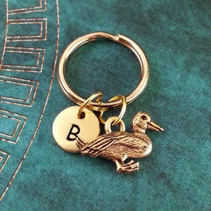 Duck Keychain, SMALL Keyring, Animal Key Ring, Animal Jewelry Engraved Keychain Gold Duck Charm Keychain Gold Duckling Charm Duck Necklace