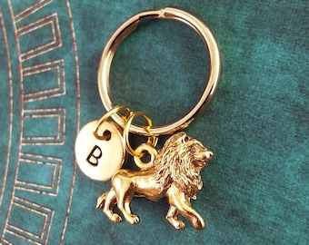 Lion Keychain SMALL Animal Keyring Custom Keyring Personalized Keychain Engraved Key Chain Big Cat Keyring Gold Necklace King of the Jungle