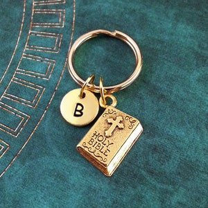 Bible Keychain Holy Bible Keyring Christian Key Ring Custom Keyring Personalized Keychain Engraved Key Chain Bible Necklace Book Keyring