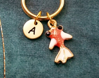 Fish Keychain VERY SMALL Koi Fish Keyring Personalized Keychain Animal Keychain Kawaii Keychain Ocean Keychain Initial Keychain Sea Keychain