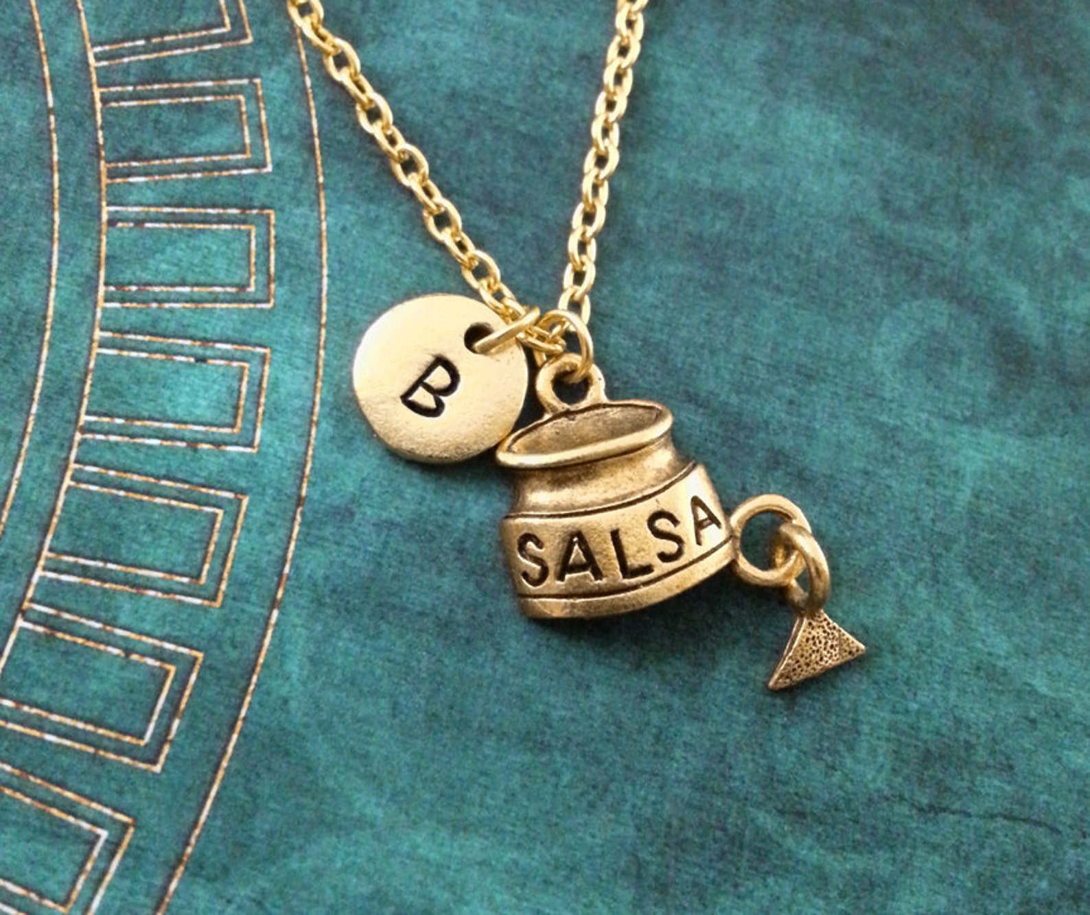 Salsa Keychain VERY SMALL Gold Salsa and Chips Keychain Etsy