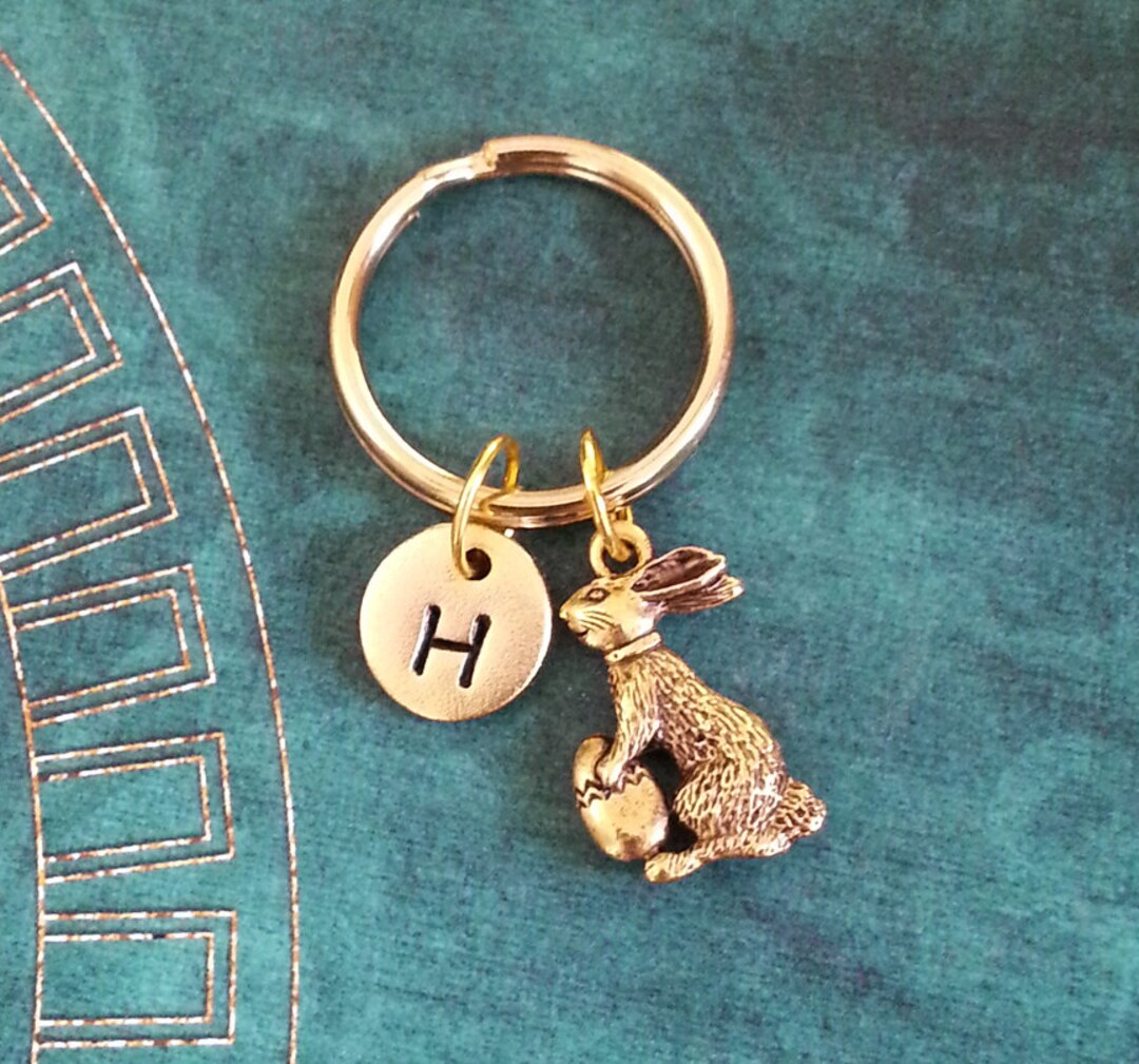 Easter Bunny Keychain SMALL Easter Rabbit Keychain Gold Bunny Keyring ...
