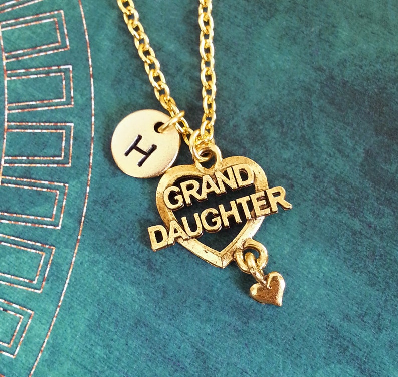 Granddaughter Keychain SMALL Gold Granddaughter Keychain Granddaughter Keyring Heart Keychain Grandchild Gift Charm Keychain Monogram Gift