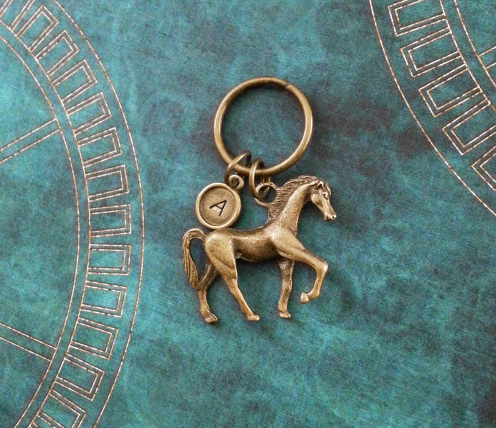 Horse Keychain SMALL Brass Horse Keyring Personalized Keychain Etsy