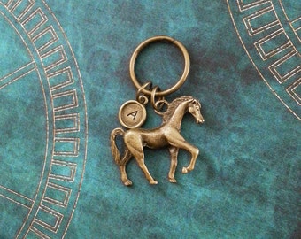 Horse Keychain SMALL Brass Horse Keyring Personalized Keychain Bronze Horse Gift Equestrian Gift Mare Keychain Pony Keychain Animal Keychain