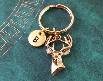 Gold Deer Keychain SMALL Deer Keyring Custom Keyring Personalized Keychain Hunting Jewelry Stag Keychain Stag Gift Hunting Gift Hunter Gift