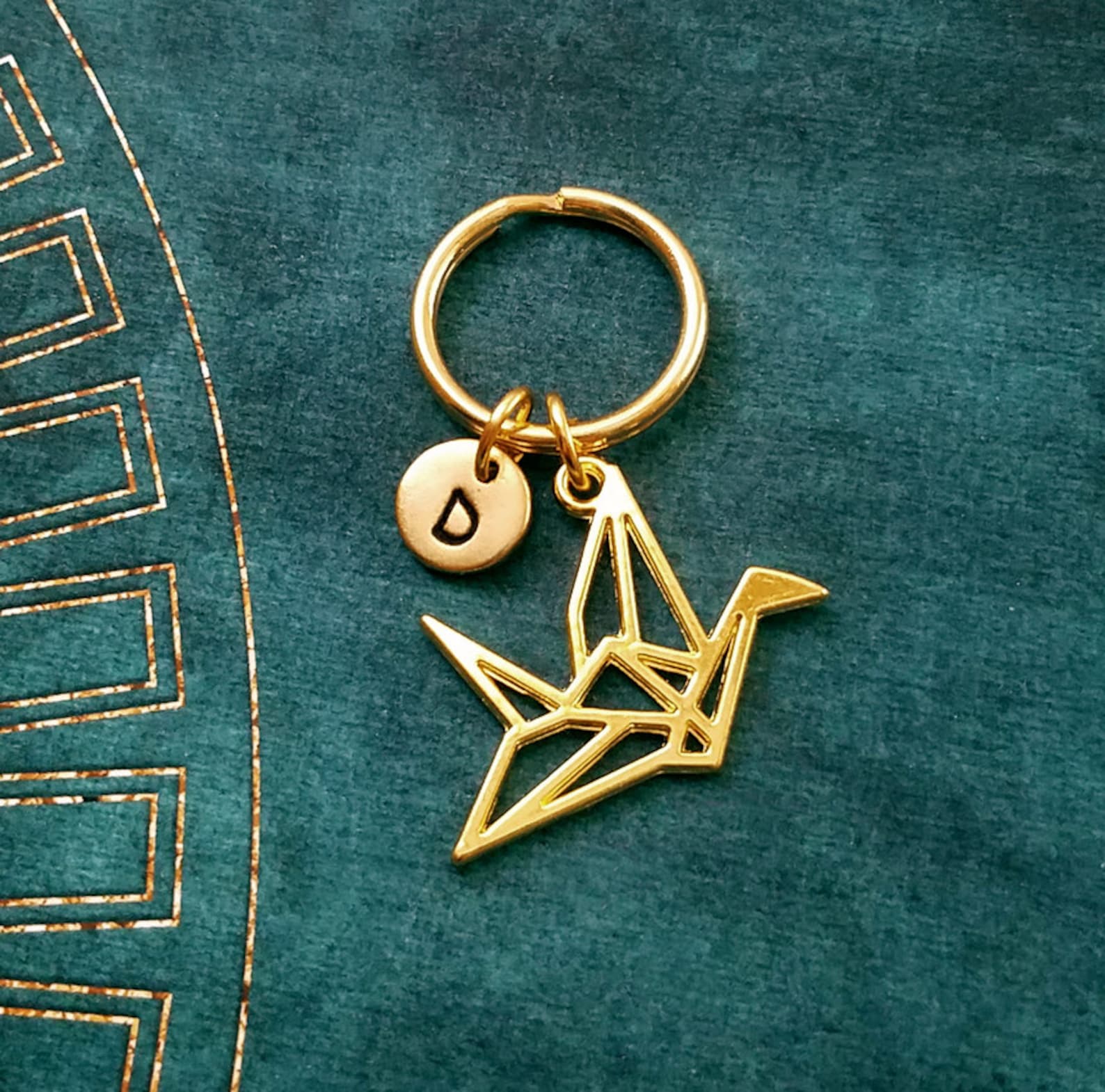 Paper Crane Keychain SMALL Paper Crane Keyring Monogram Etsy