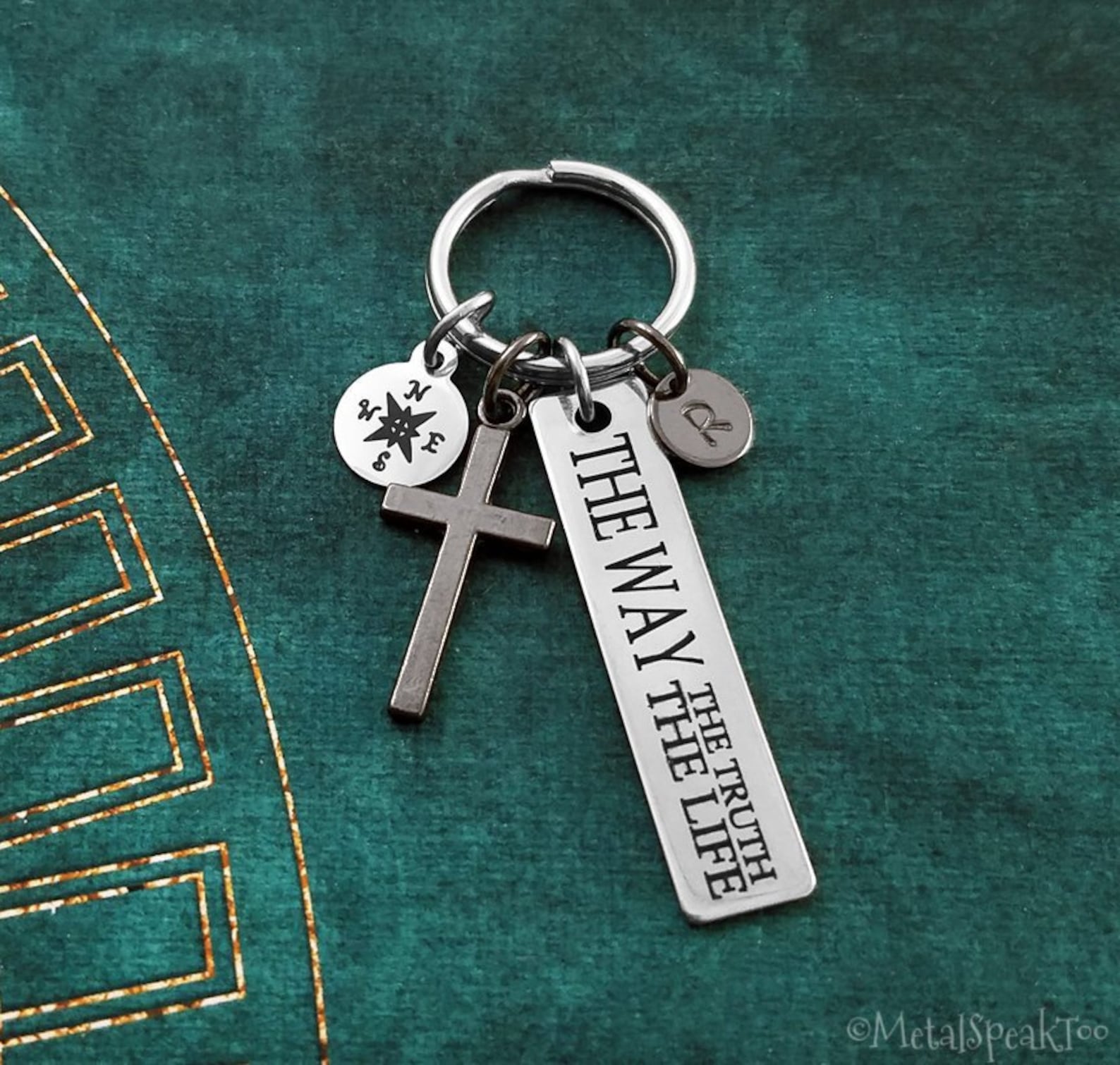 Scripture Keychain SMALL Black Cross Keychain Way the Truth and the ...