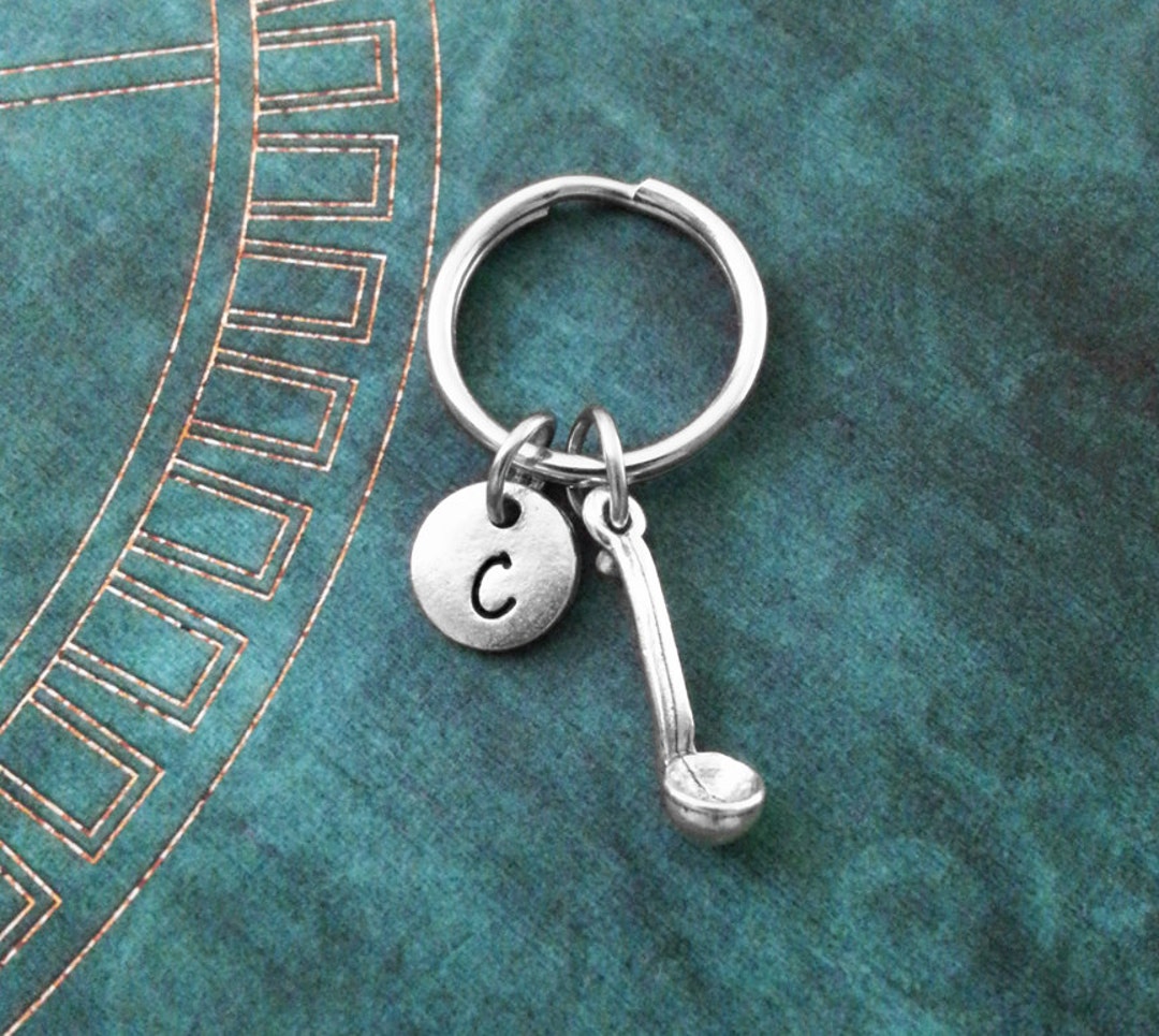Soup Ladle Keychain VERY SMALL Silver Ladle Keyring Personalized