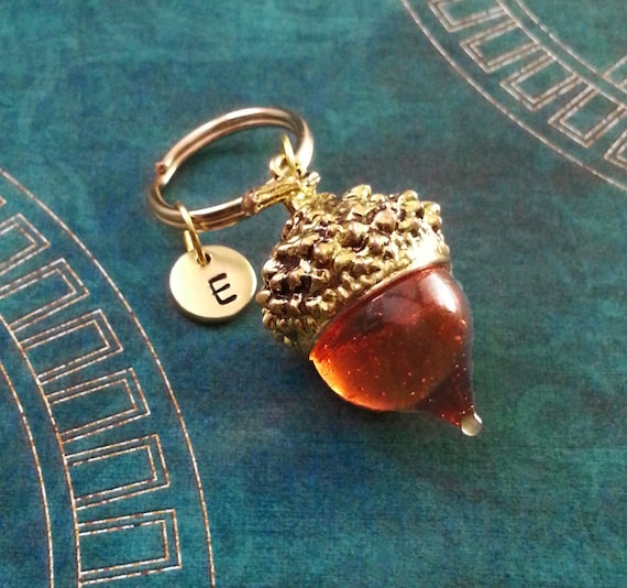 Acorn Keychain SMALL Red Glass Acorn Keyring Gold Acorn Charm Keychain Initial Keychain Monogram Keychain Personalized Keychain Pendant Gift Etsy Canada