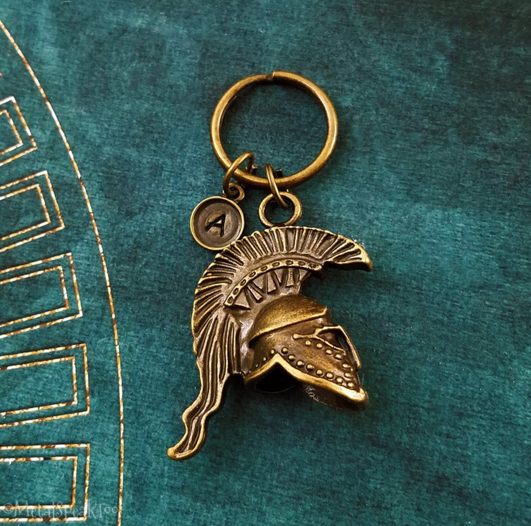 Spartan Keychain Bronze Spartan Helmet Keychain Personalized Keychain