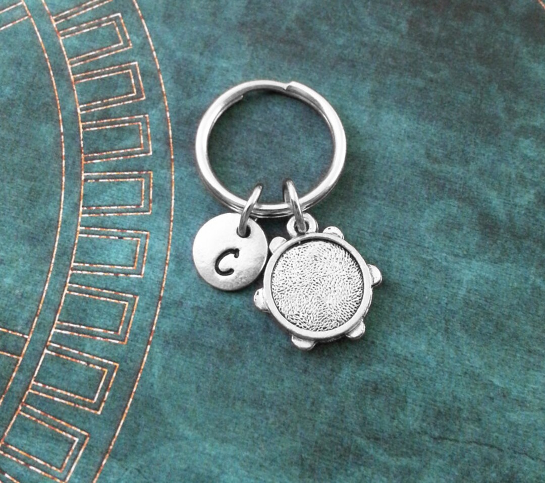 Tambourine Keychain VERY SMALL Silver Tambourine Keyring Personalized