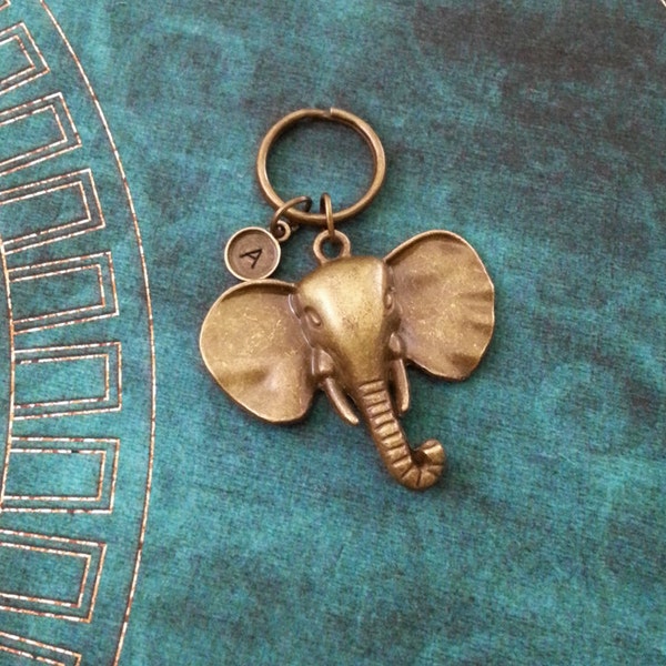 Elephant Keychain Brass Elephant Keyring Custom Keyring Personalized Keychain Bronze Elephant Jewelry Elephant Gift Bridesmaid Keychain