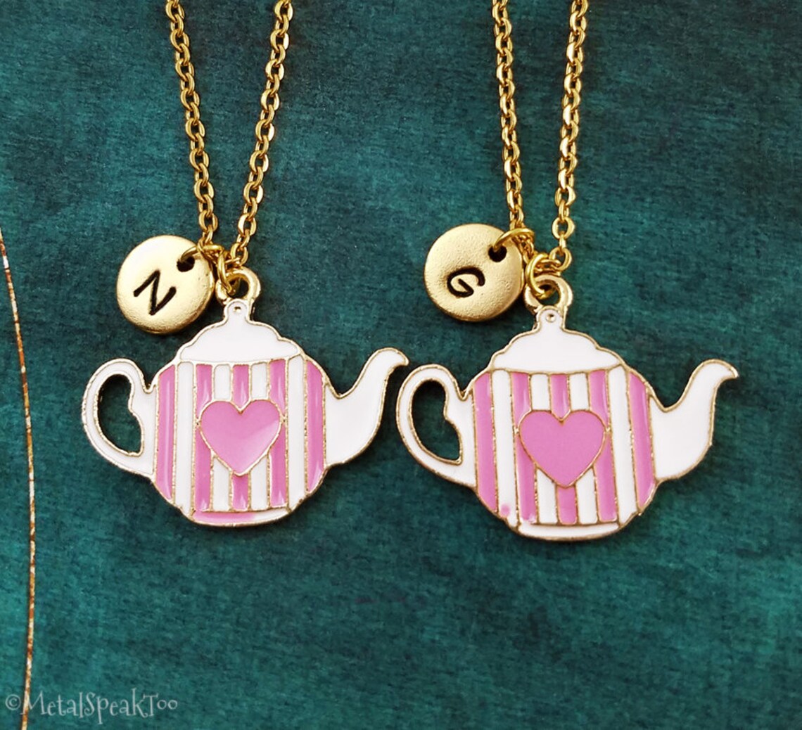 Teapot Keychain SET of 2 SMALL Pink Teapot Keyrings Sisters Etsy