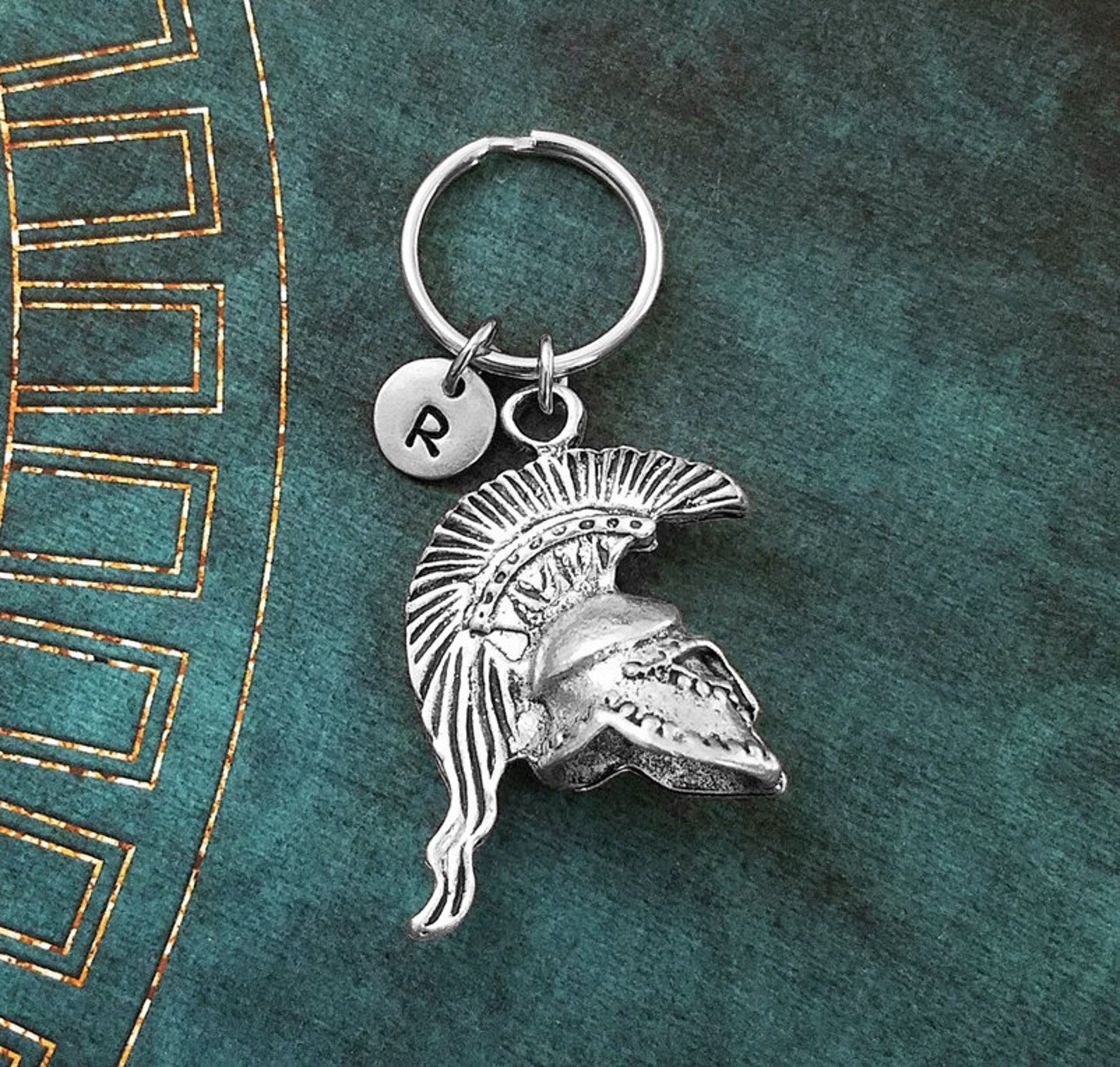 Spartan Keychain Spartan Helmet Keychain Personalized Keychain Etsy