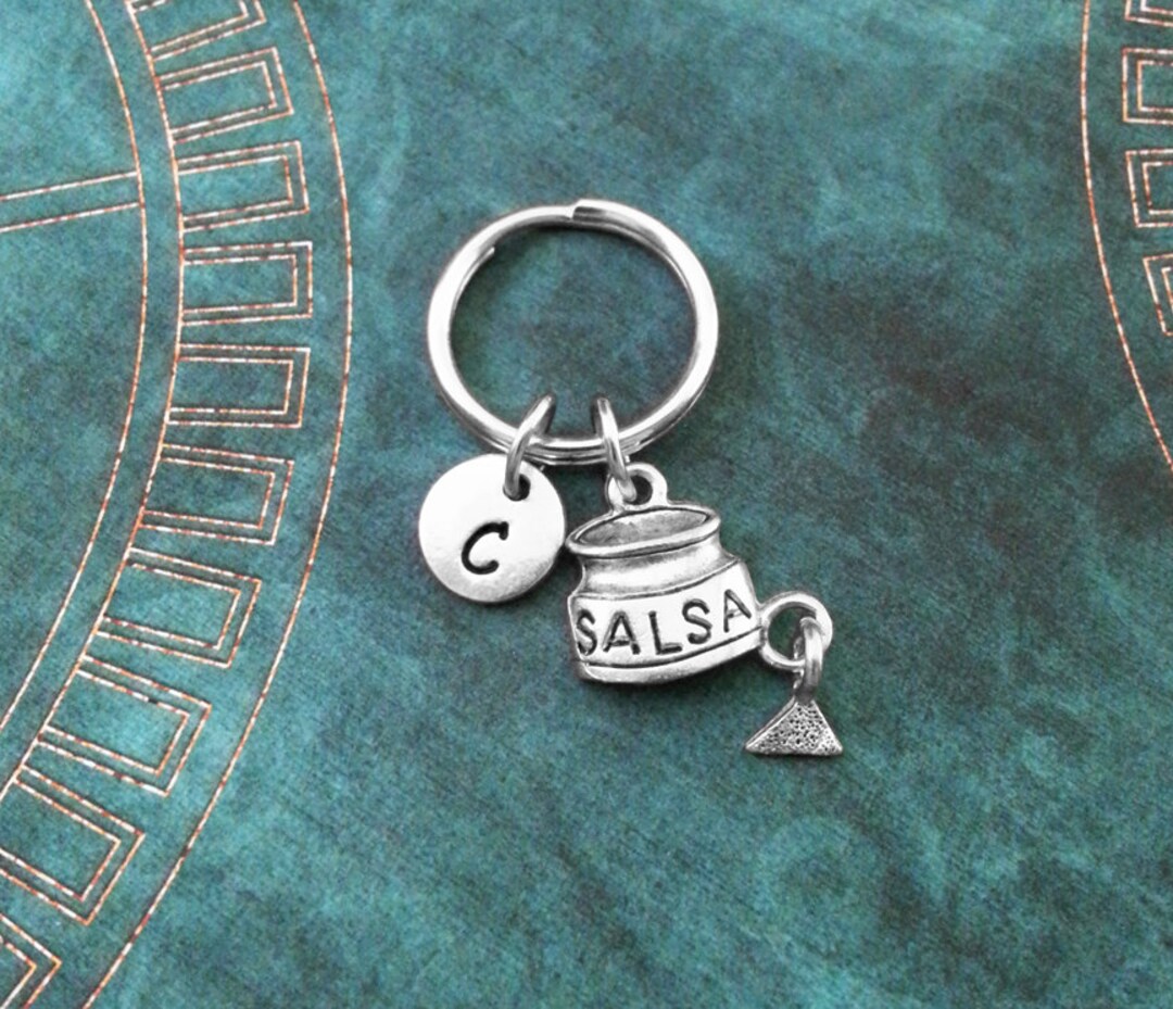 Salsa Keychain VERY SMALL Silver Salsa and Chips Keychain Etsy