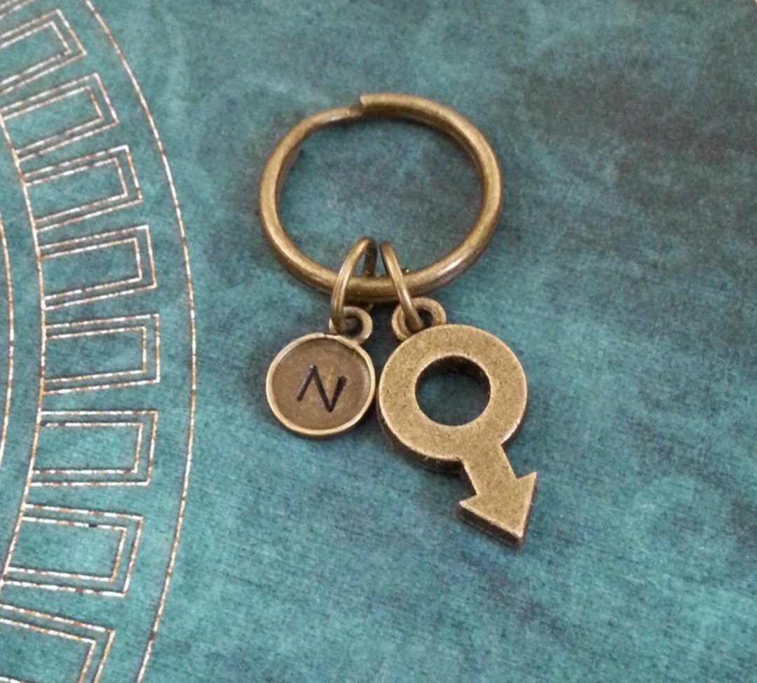 Mars Keychain SMALL Mars Symbol Keychain Bronze Mars Keyring Brass ...