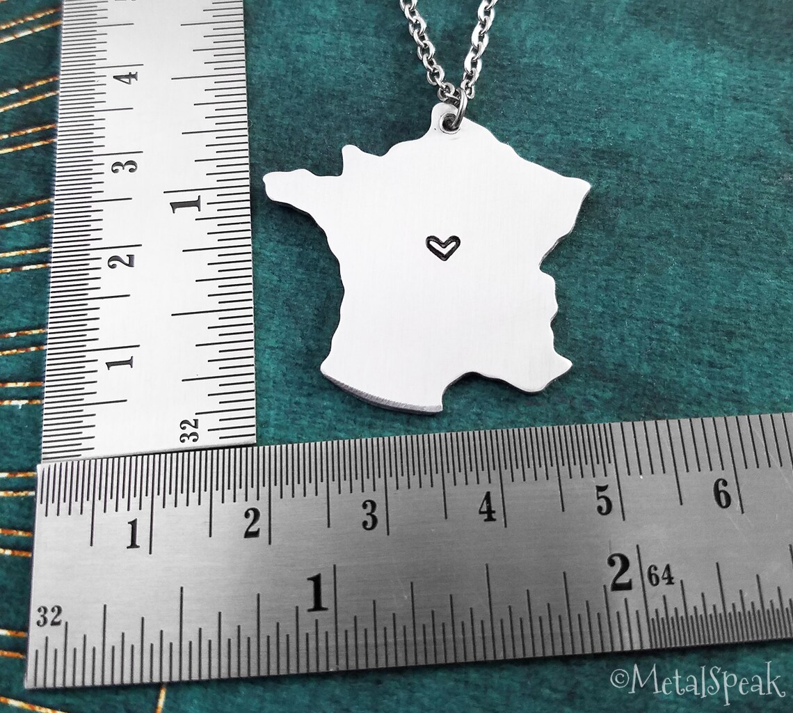 France Keychain Engraved Heart Keychain Personalized Keychain Etsy