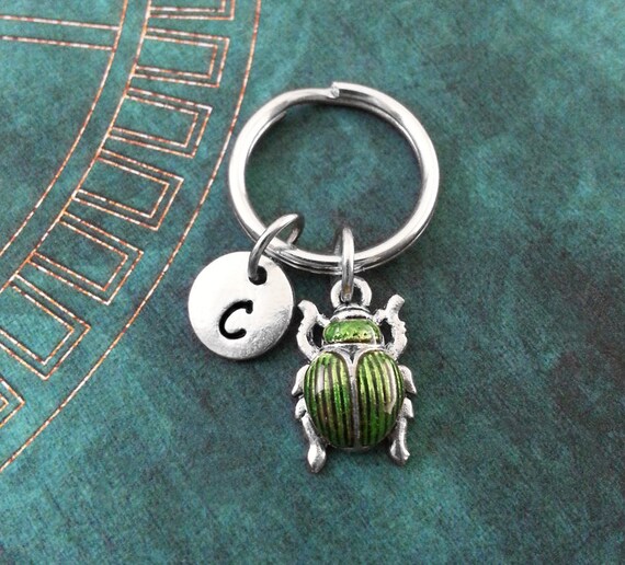 Scarab Keychain VERY SMALL Beetle Keychain Green Scarab | Etsy
