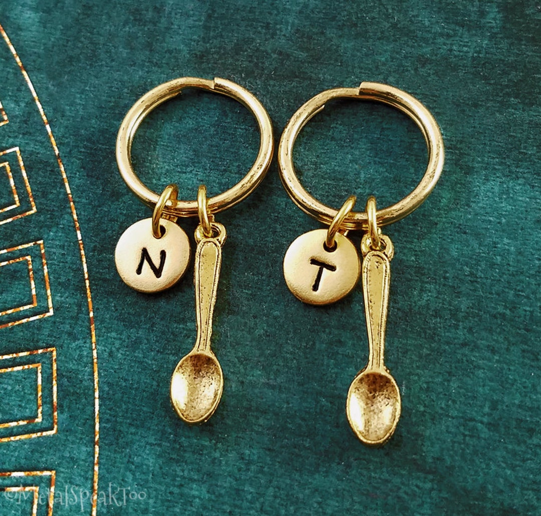 Spoon Keychain SET of 2 Very SMALL Spoon Keychains Pendant Best Friend ...