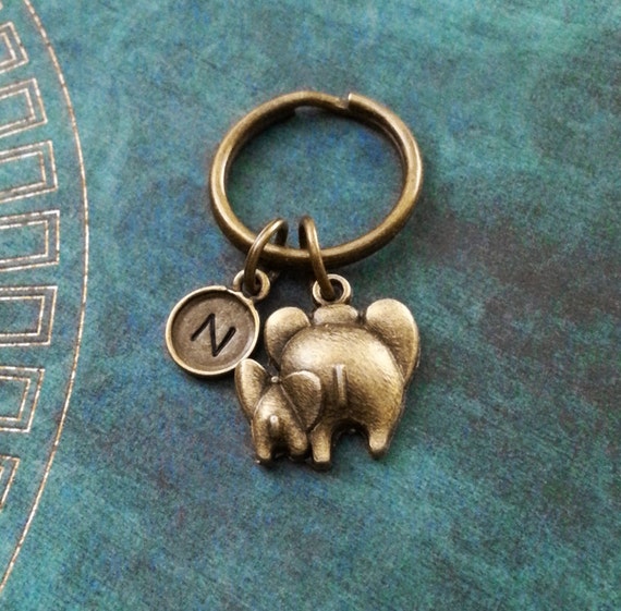 Elephant Keychain SMALL Elephant Keyring Bronze Keychain Mama and