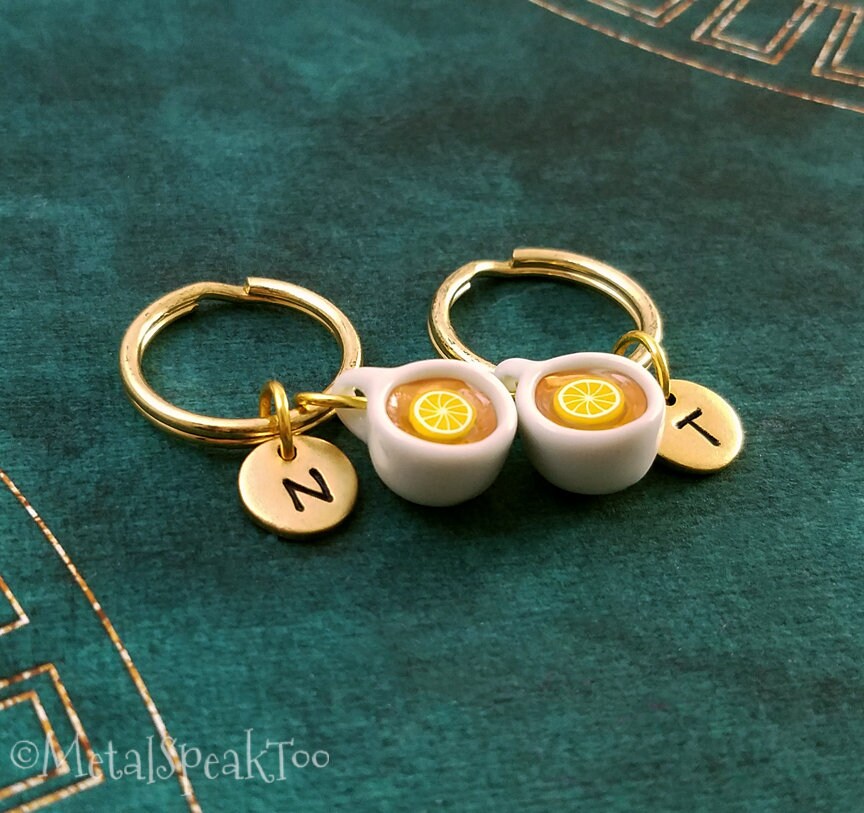 Tea Keychain SET of 2 SMALL Tea Keychains Tea Keyring Sisters Etsy