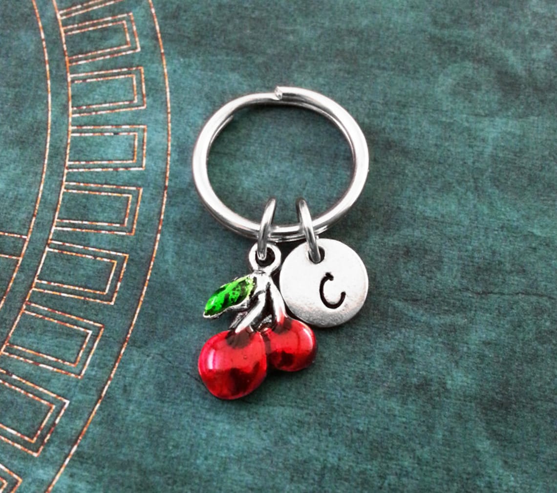 Red Cherries Keychain SMALL Cherry Keychain Personalized Etsy
