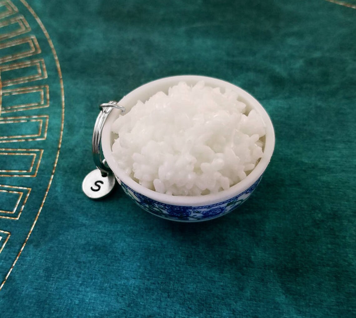 Rice Keychain LARGE Rice Bowl Keychain Rice Keychain Chinese Etsy