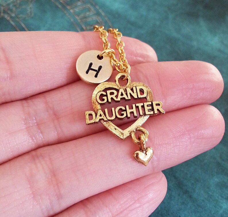 Granddaughter Keychain SMALL Gold Granddaughter Keychain Granddaughter Keyring Heart Keychain Grandchild Gift Charm Keychain Monogram Gift