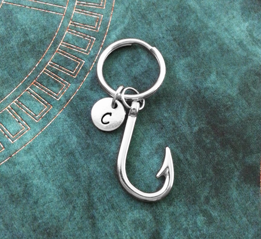 Fish Hook Keychain SMALL Fishhook Keychain Personalized Etsy