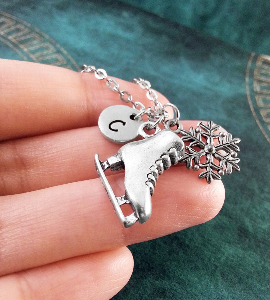 Ice Skate Keychain Personalized Keychain Snowflake Keyring Etsy