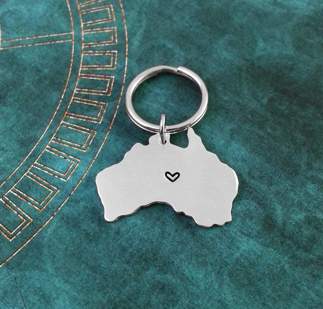 Australia Keychain Personalized Hand Stamped Australia Keyring Long ...