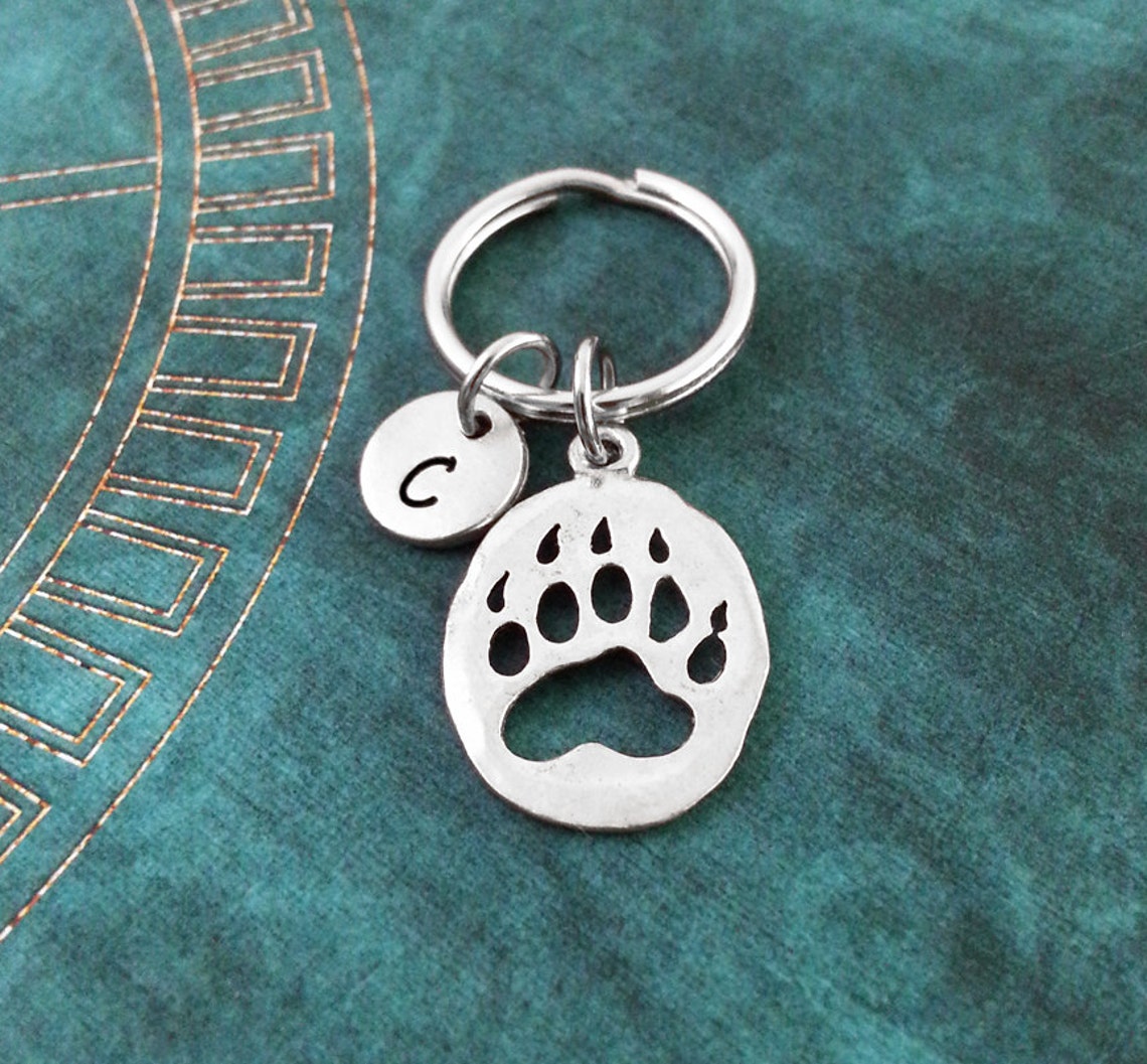 Paw Print Keychain Bear Claw Keyring Personalized Keychain Etsy