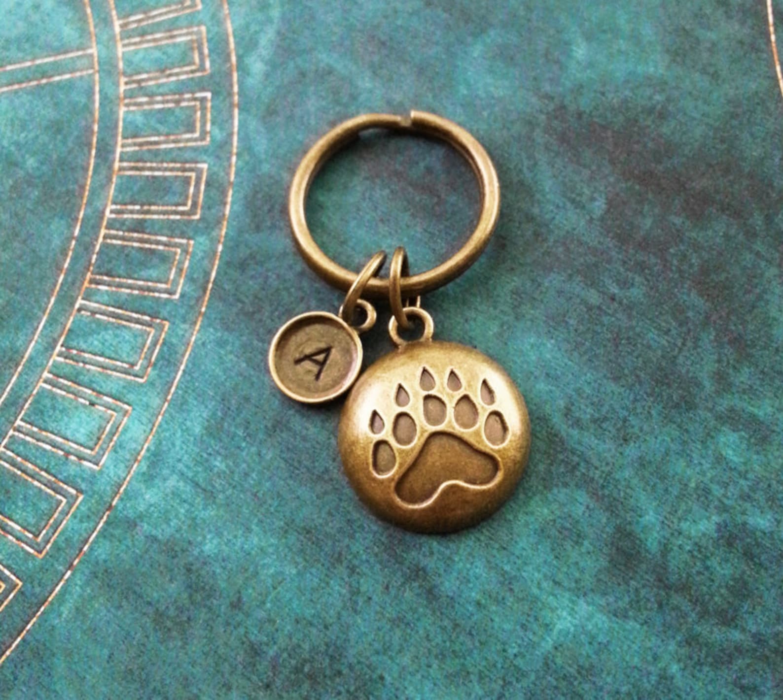 Bear Claw Keychain SMALL Bronze Paw Print Keychain Etsy