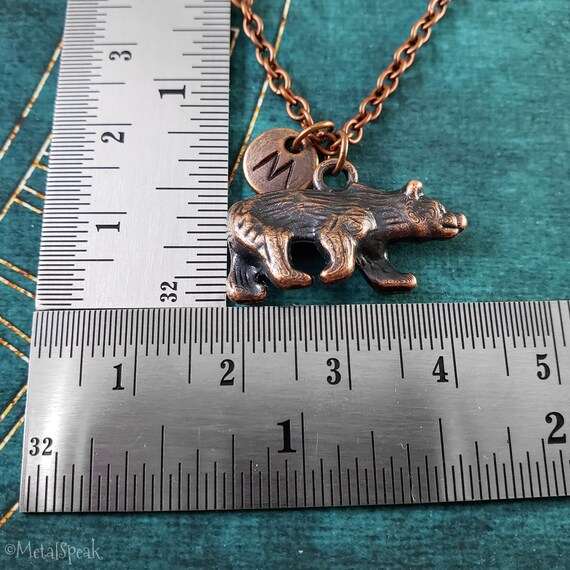 Bear Keychain SMALL Copper Grizzly Bear Pendant Bear Charm Keyring