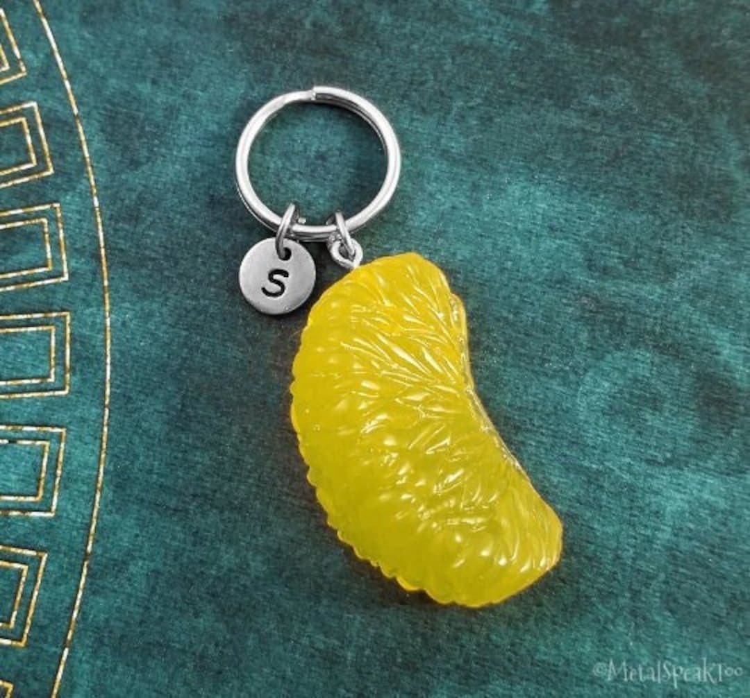 Lemon Keychain SMALL Lemon Slice Keychain Lemon Keyring Engraved Gift ...