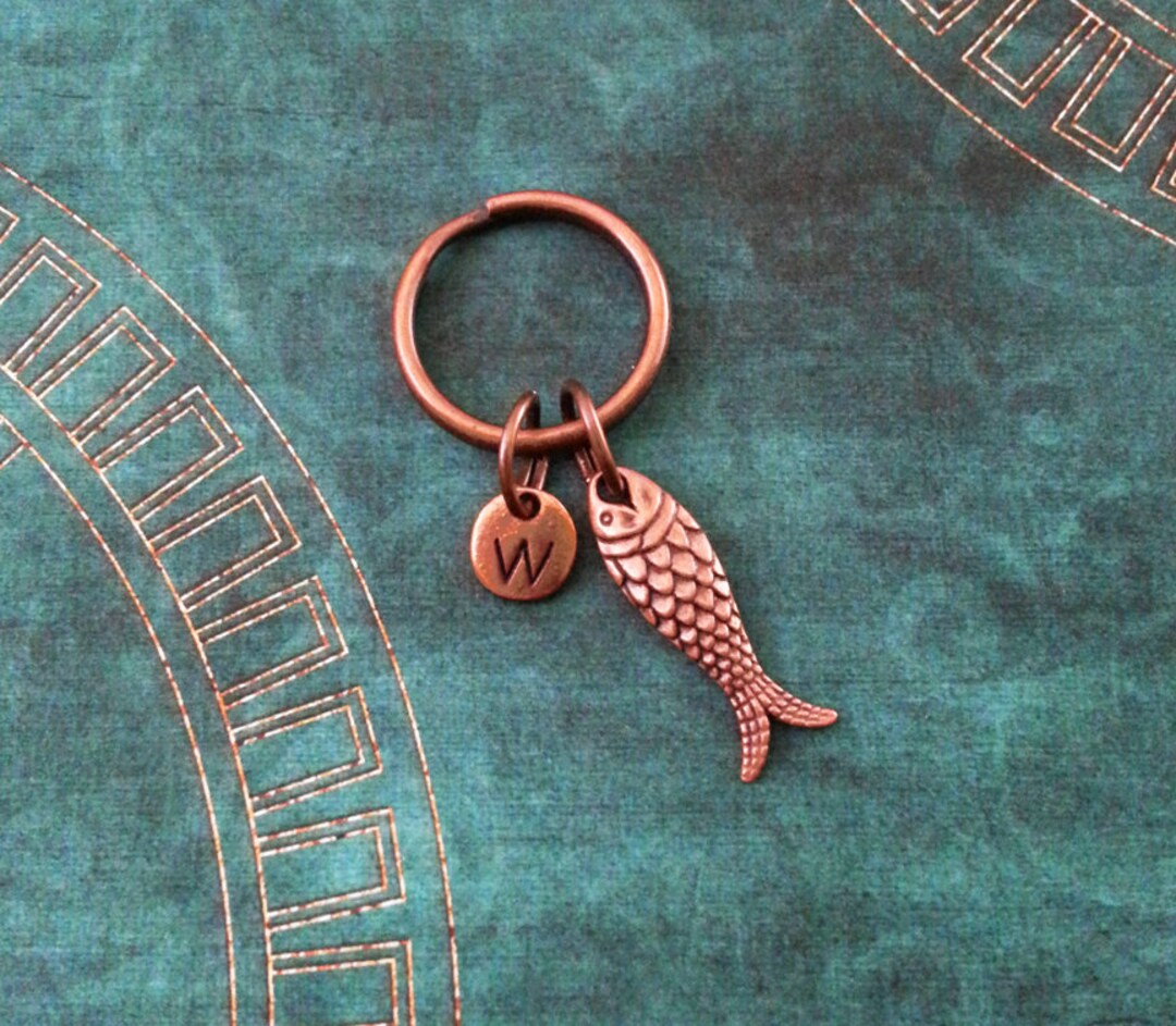 Fish Keychain VERY SMALL Copper Fish Keyring Personalized Keychain ...