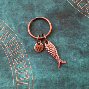 Fish Keychain VERY SMALL Copper Fish Keyring Personalized Keychain Fishing Keychain Fishing Gift for Dad Keychain Boyfriend Keychain
