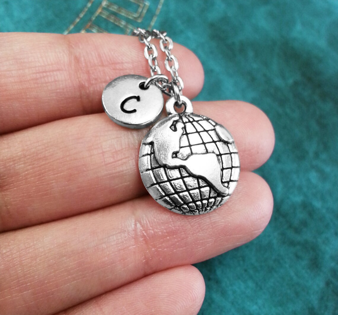 Globe Keychain VERY SMALL Silver Globe Keyring Personalized Etsy