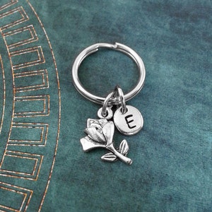 Rose Keychain, SMALL Rose Charm, Bridesmaid Keychain, Valentine&#39;s Gift, Rose Keyring, Rose Pendant, Valentine&#39;s Day Keychain, Wedding Gift